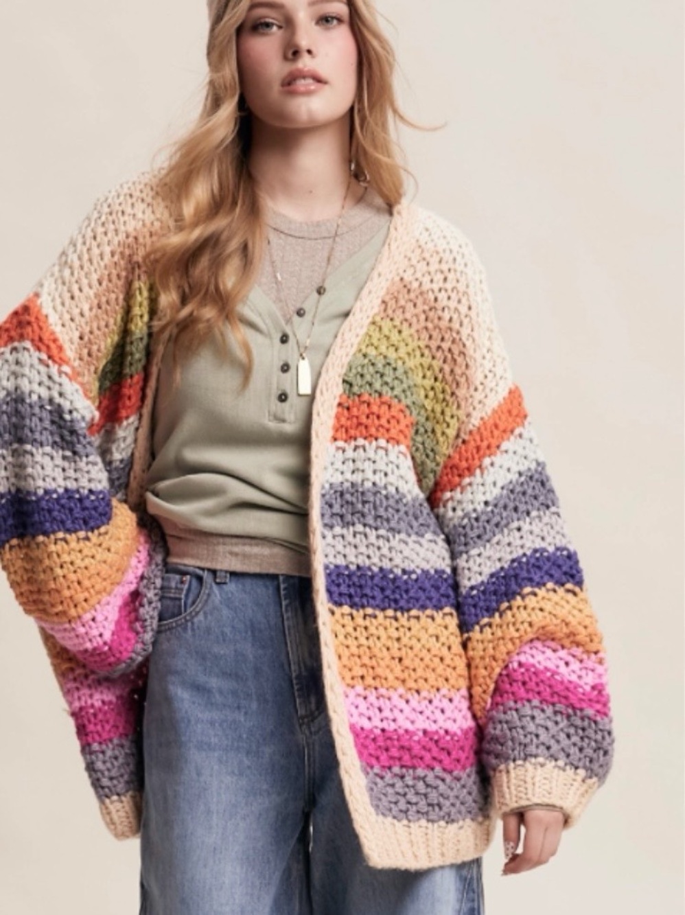 Listicle Chunky Knit Cardigan Size S